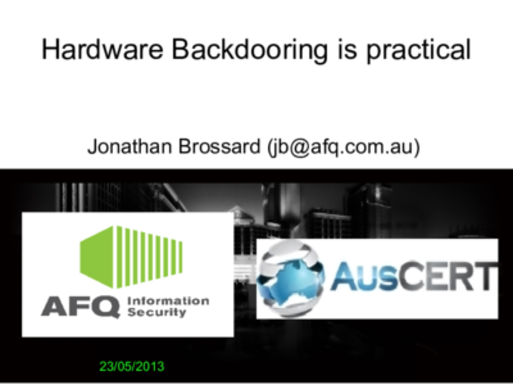 Auscert 2013 Hardware Backdooring